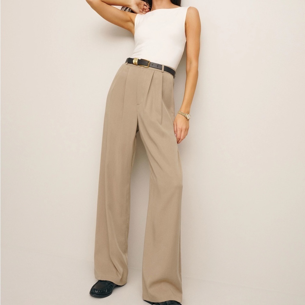 Reformation Brown Mason High Waist Wide Leg Trouser
